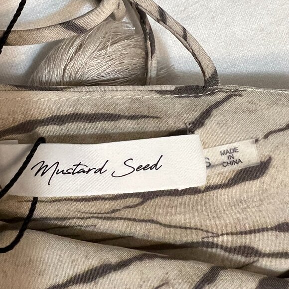 NWT Mustard Seed Zebra Print Boho Mini Dress Flowy Babydoll V Neck Tie Back S - Picture 6 of 10